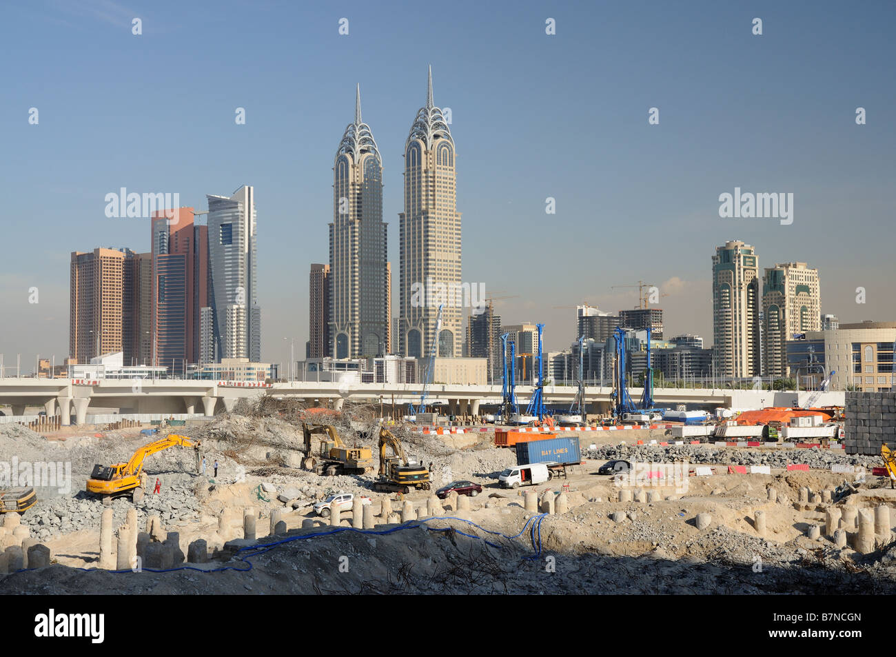 Dubai Pearl construction site, January 2009 Stock Photo