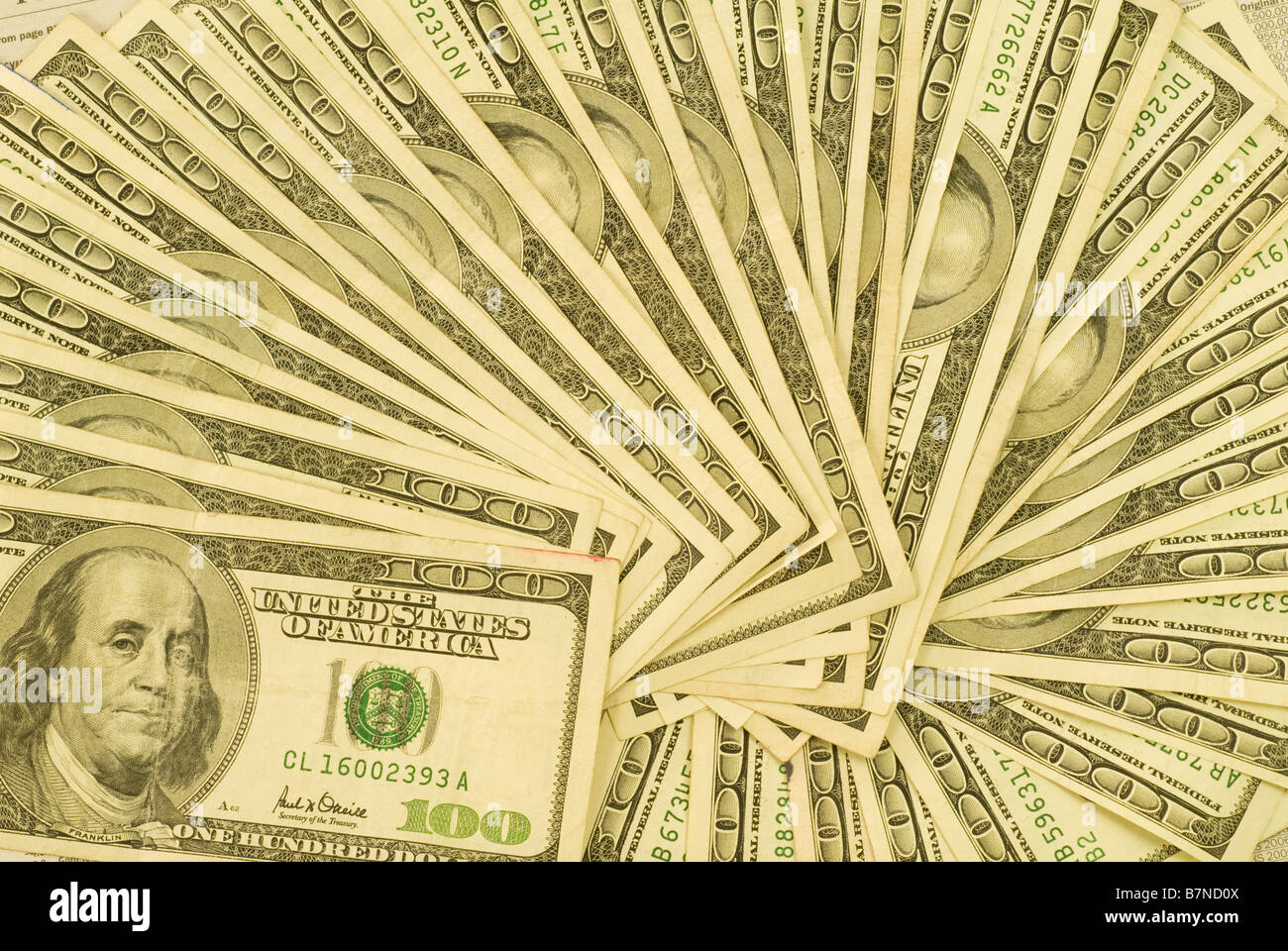 a stack of 100 dollar bills Stock Photo