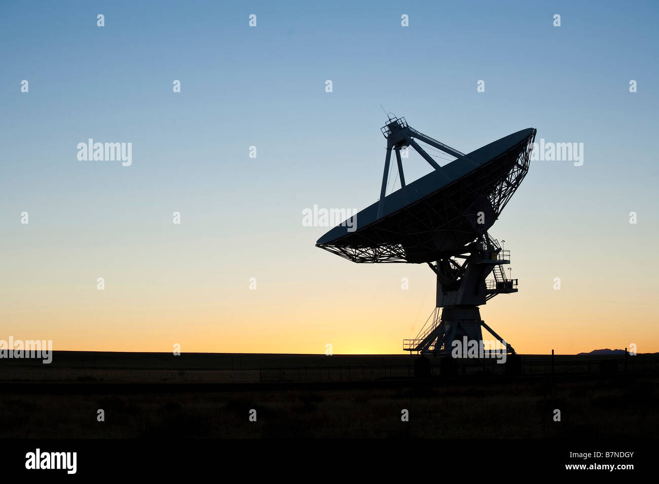 Radiotelescope at sunset Stock Photo