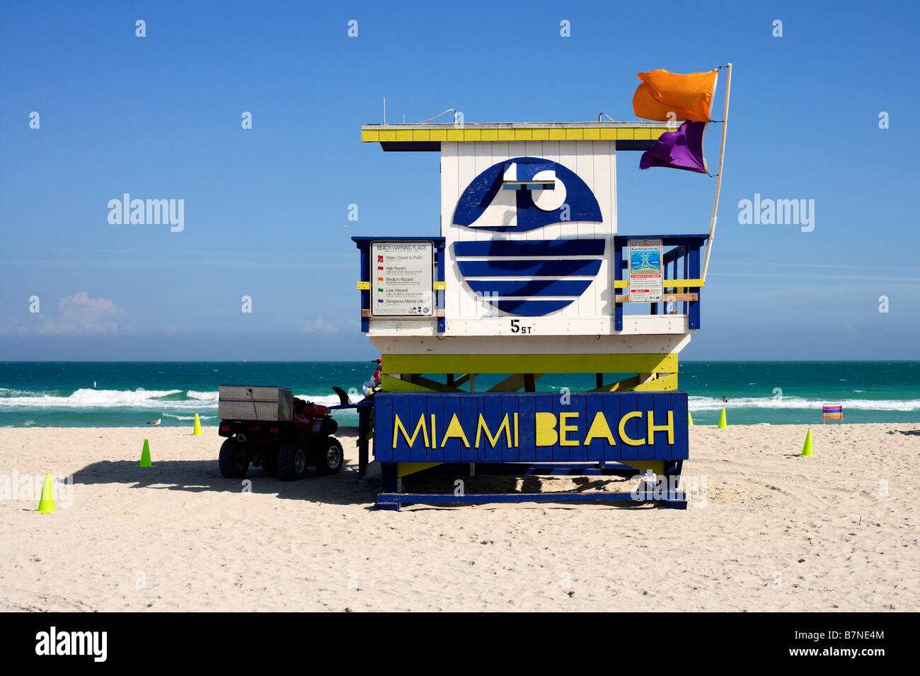 A lifeguard station on Miami Beach, Florida. Stock Photo