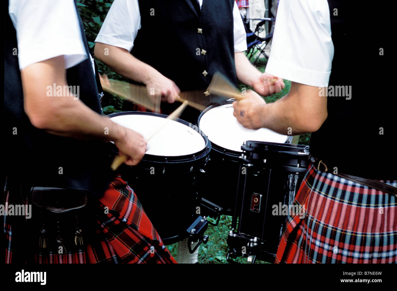 Scottish highland games with kilts and young drummers in Fredericton