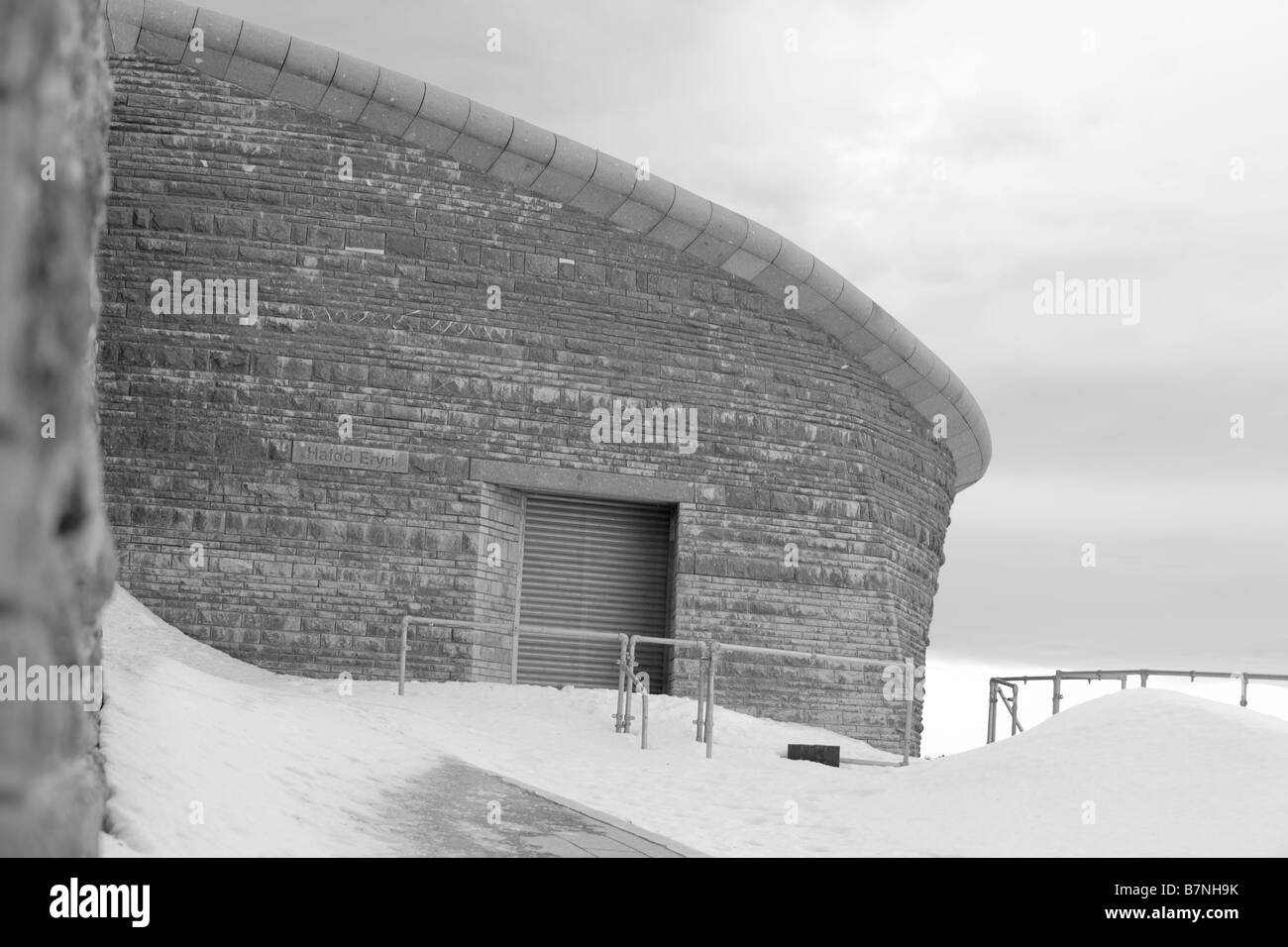 Summit station of Snowdon in Winter Stock Photo