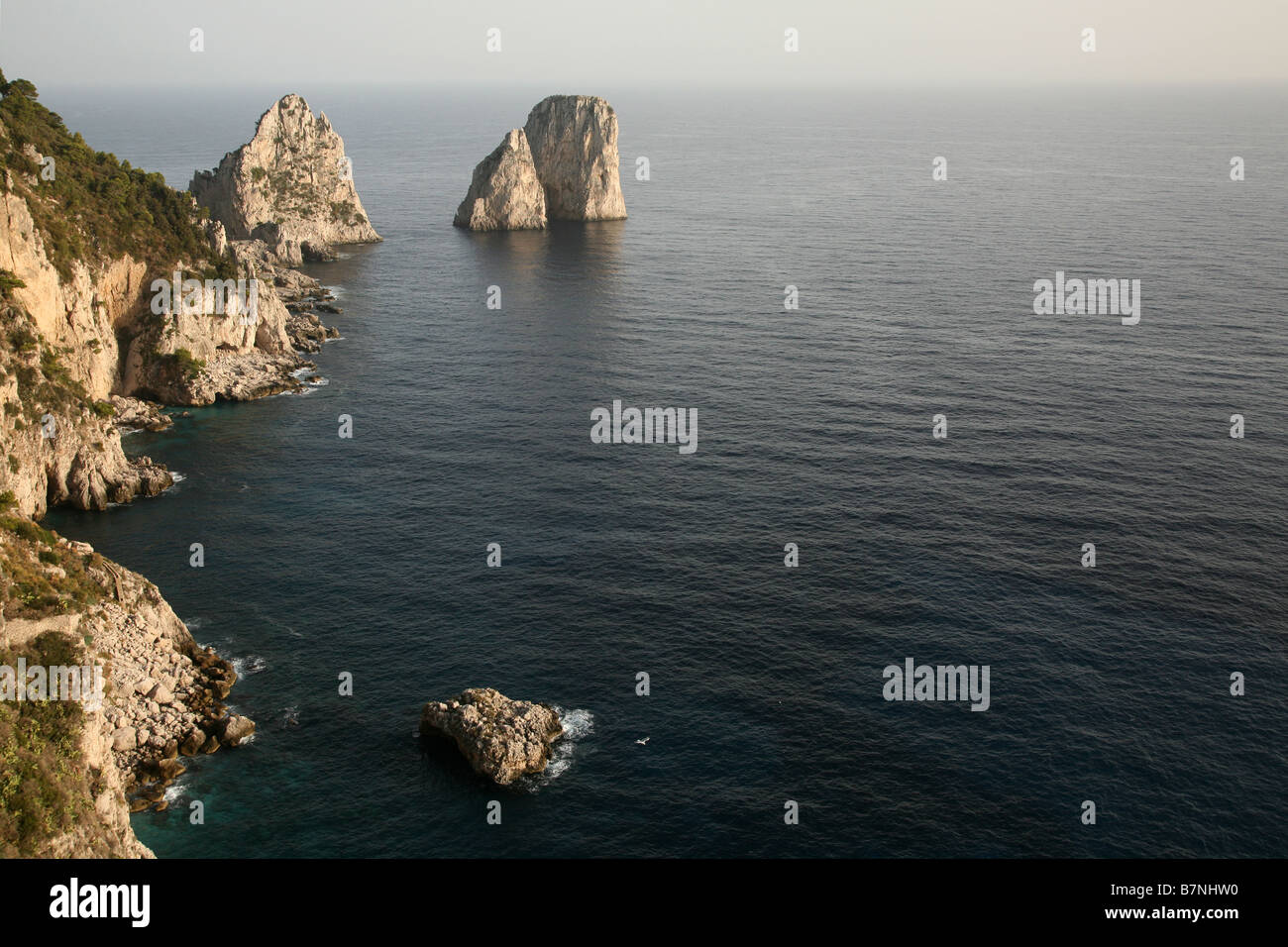Faraglio Rocks Faraglioni Rocks on Capri Island, Italy. Rock's names left to right ...