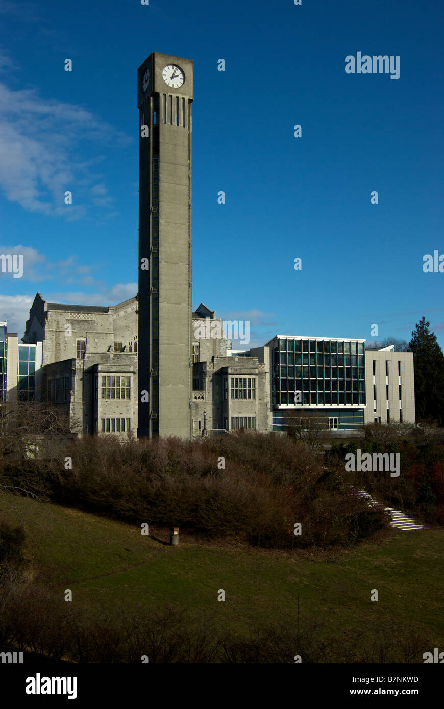 Ladner clock tower in front of main library on UBC Campus Stock Photo