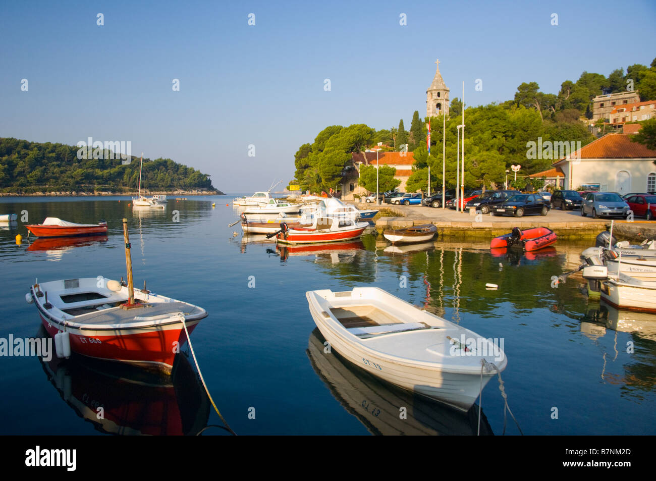 Harbour views of the small Croatian fishing village of Cavtat on the Adriatic Sea Stock Photo