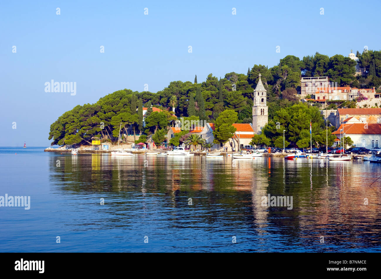 Harbour views of the small Croatian fishing village of Cavtat on the Adriatic Sea Stock Photo