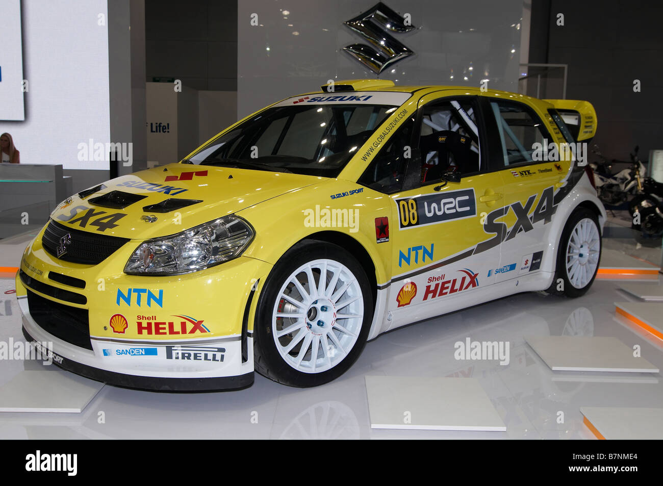 Suzuki SX4 WRC Phase 4 sport team car. Moscow International Automobile Salon' 2008 Stock Photo