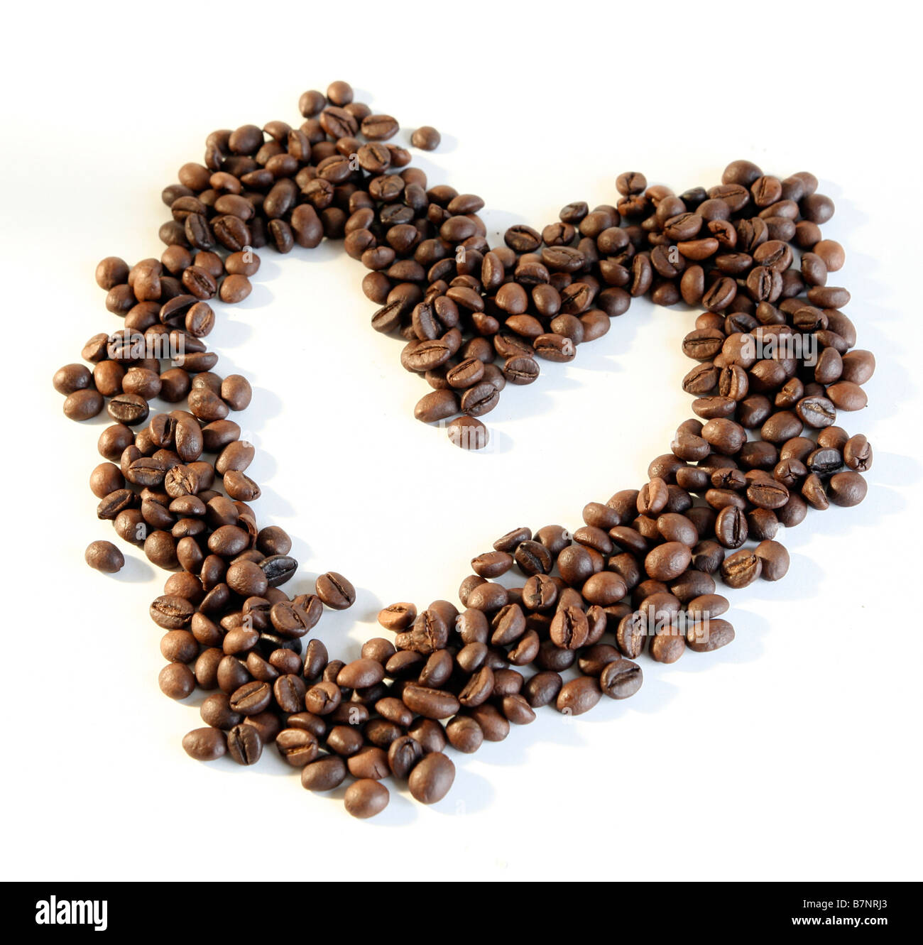 Heart made from coffee beans Stock Photo