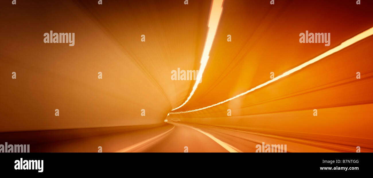 Car lights trails in a tunnel Stock Photo Alamy