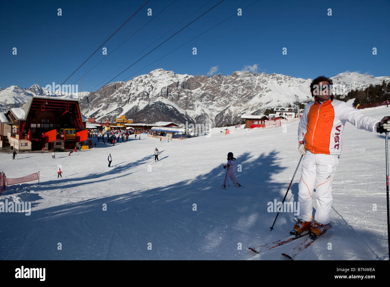 Bormio 2000 winter ski season, ITALIAN ALPS, Lombardy, Italy Stock Photo