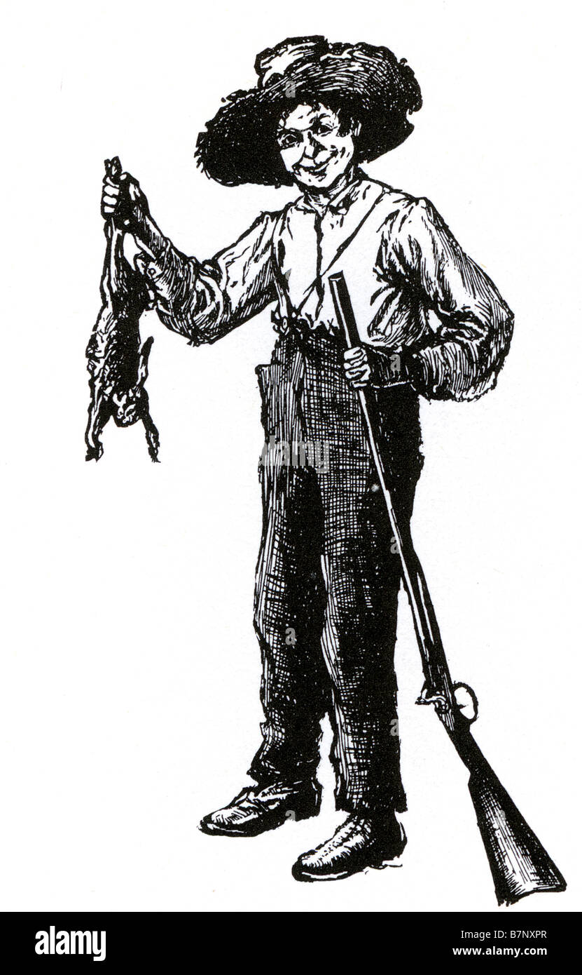 HUCKLEBERRY FINN as drawn by Edward Kemble in the first edition of the book by Mark Twain published in 1884 Stock Photo