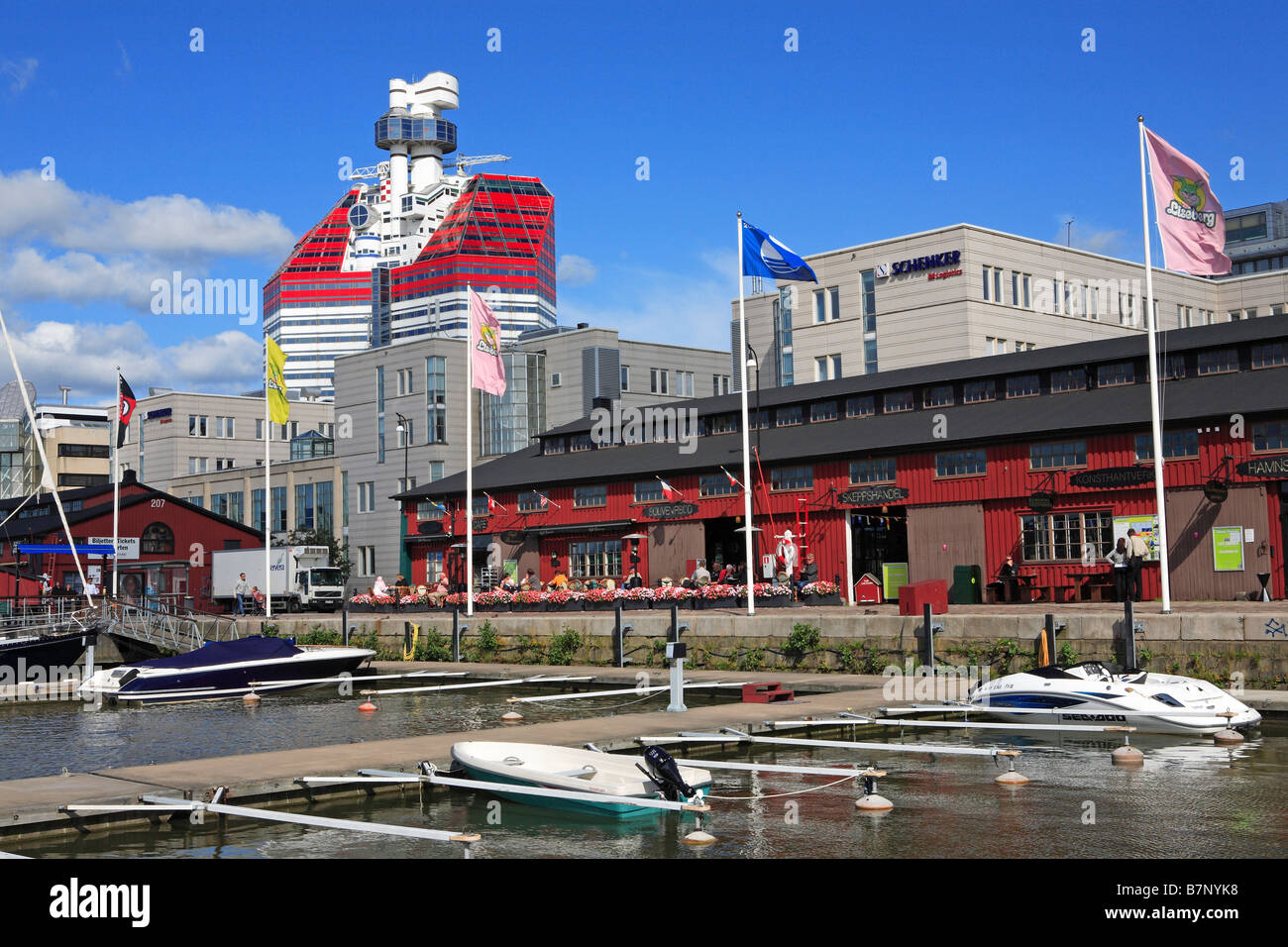 Sweden, Gothenburg, Lilla Bommen Marina, Cafe Stock Photo Alamy