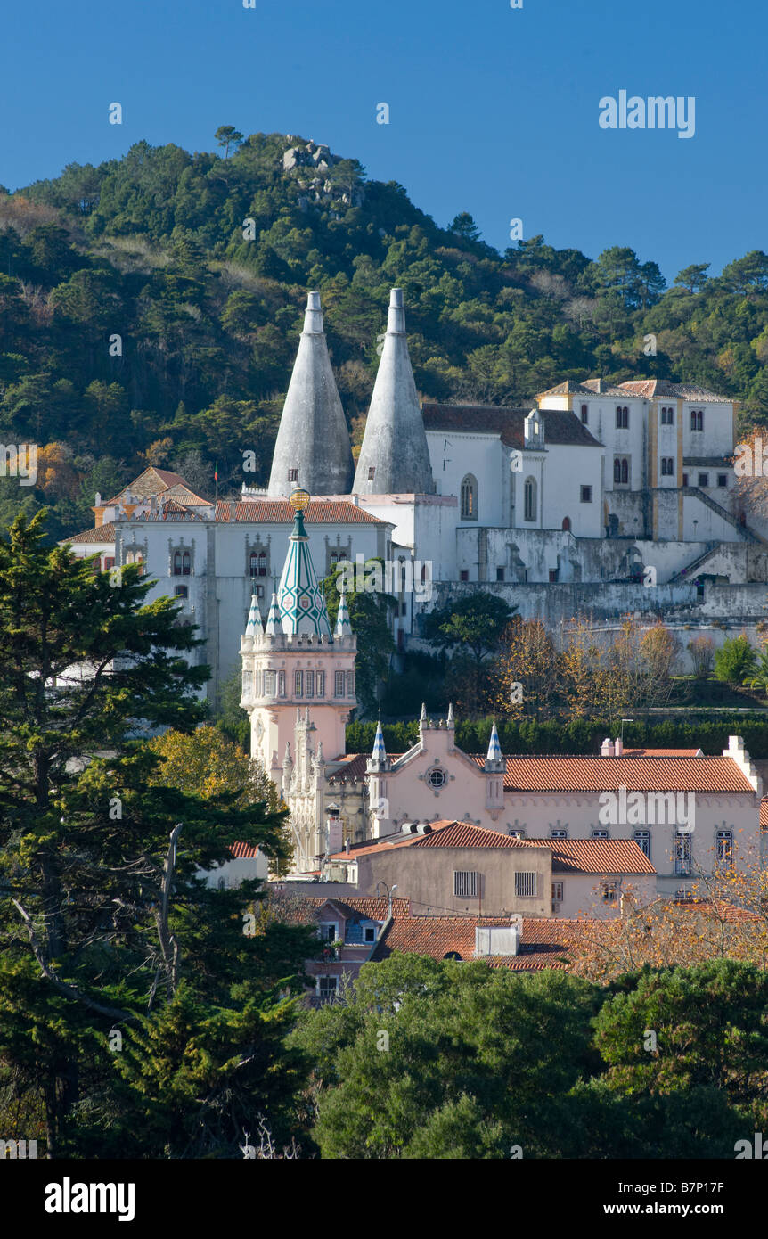 The Lisbon Coast; Sintra; The Royal Palace And The Town Hall Building Stock Photo