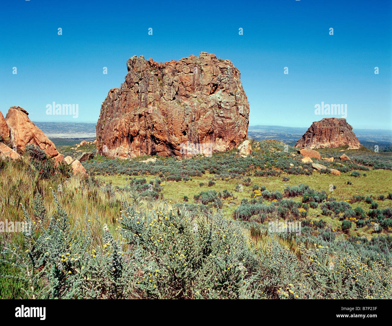 Kenya, Nyandarua District, Aberdare National Park. Rock massifs in the Northern Aberdare National Park Stock Photo