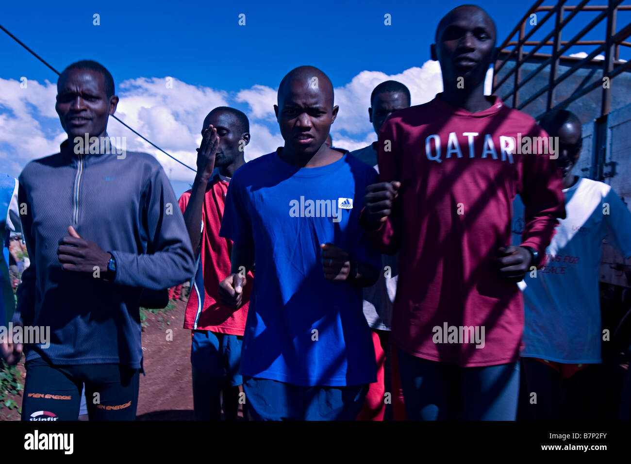 Athletes training near Kitale, Western Kenya. Stock Photo