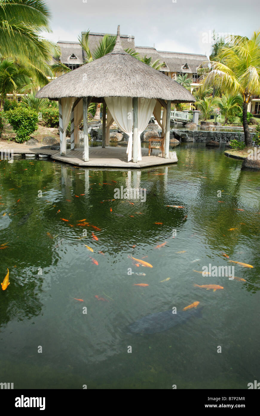 Wedding Gazebo in the grounds of Beau Rivage Hotel Mauritius Stock Photo