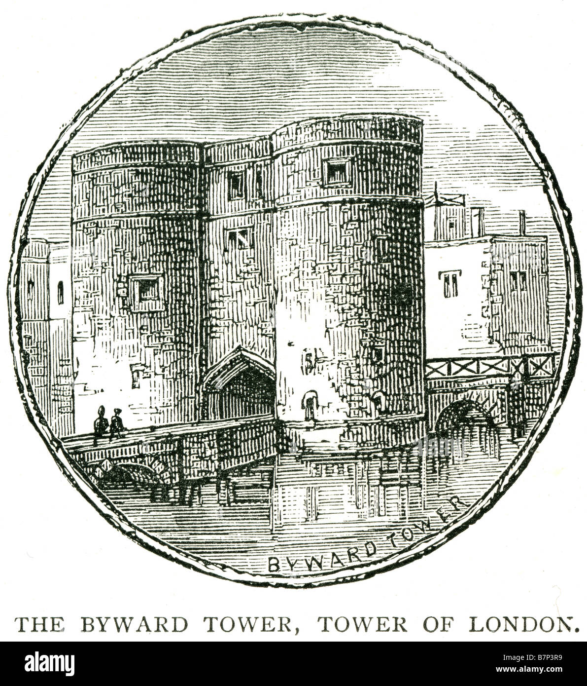 byward tower london castle prison fortification bridge river moat Her Majesty's Royal Palace and Fortress, more commonly known a Stock Photo