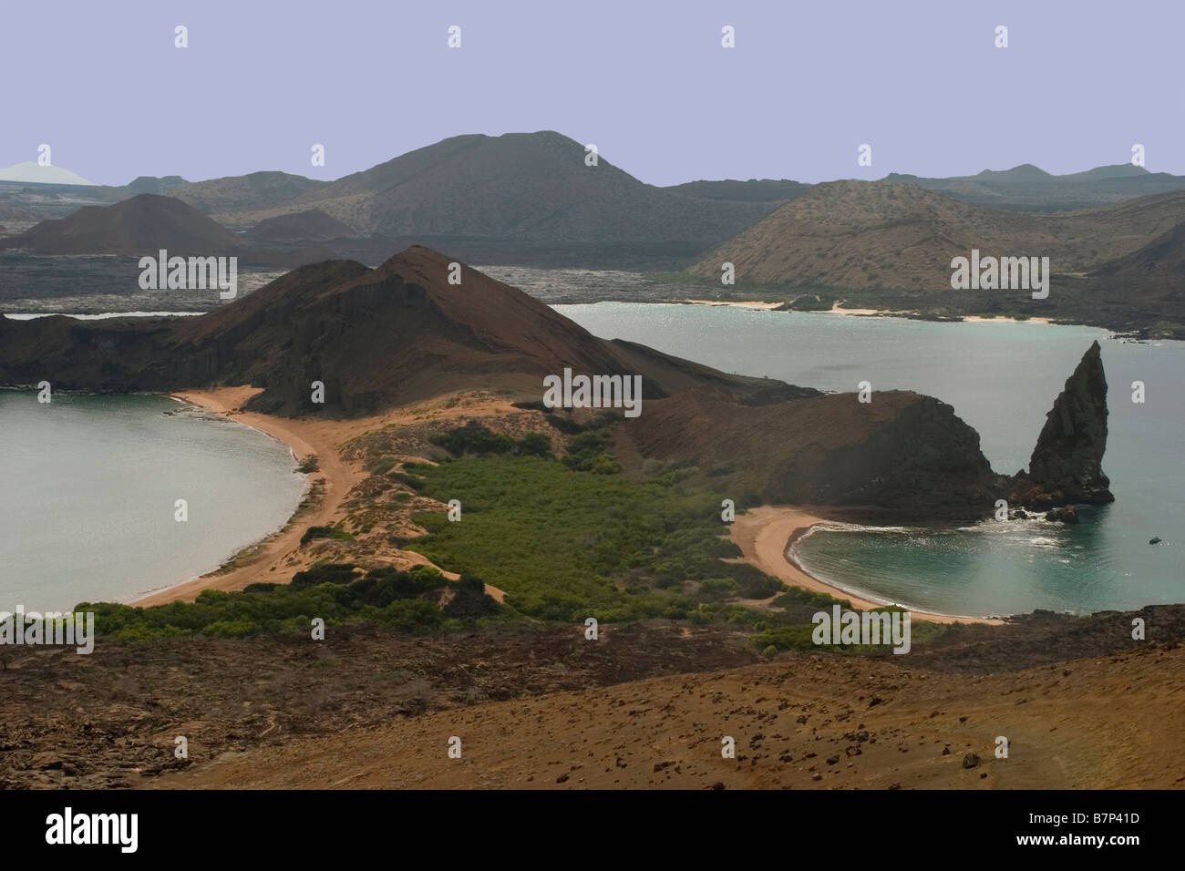 Ecuador Galapagos Bartolome island & Pinnacle rock Stock Photo