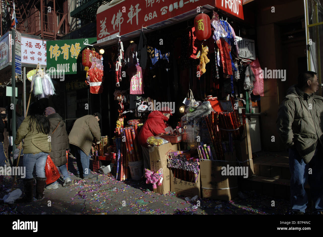 A store in New York City s Chinatown sells supplies to celebrate Chinese New Year Stock Photo