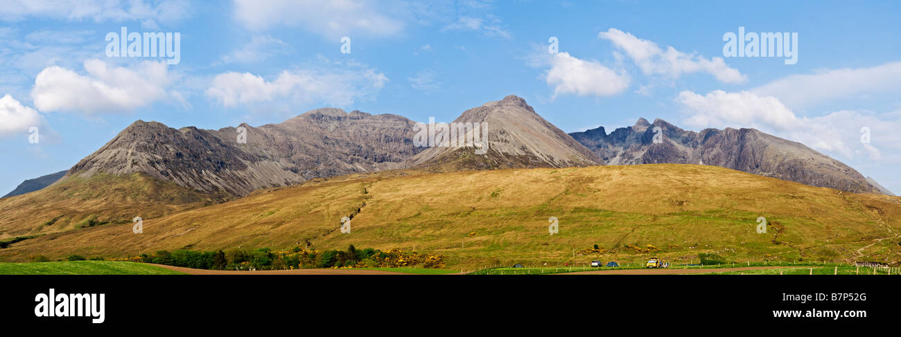 View of Cuillin ridge as seen from Glenbrittle, Isle of Skye, Scotland Stock Photo