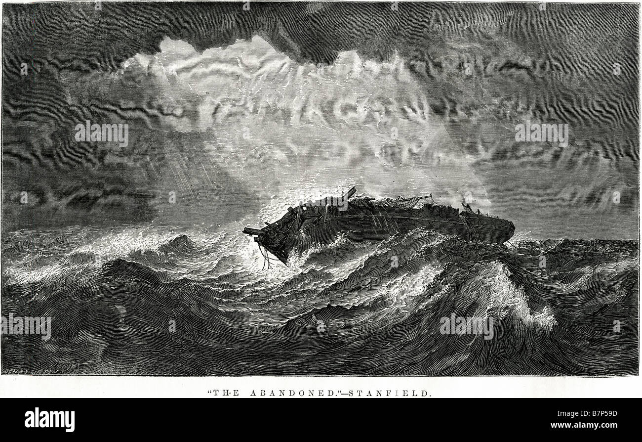 abandoned stanfield storm wreck wind waves crash tempest wind white Clarkson Frederick Stanfield (3 December 1793 – 18 May 1867) Stock Photo