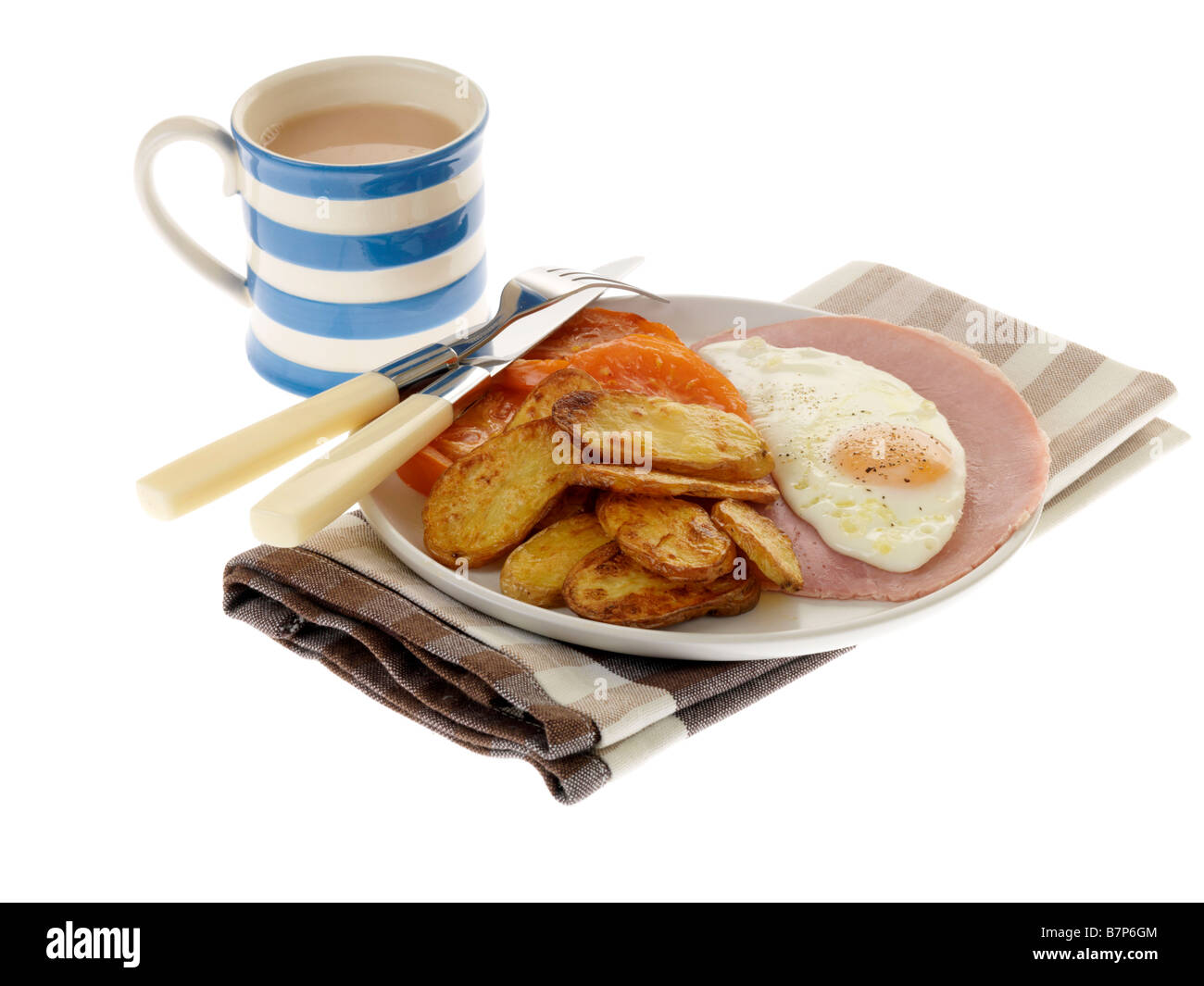Cooked Breakfast with Egg and Ham Stock Photo - Alamy