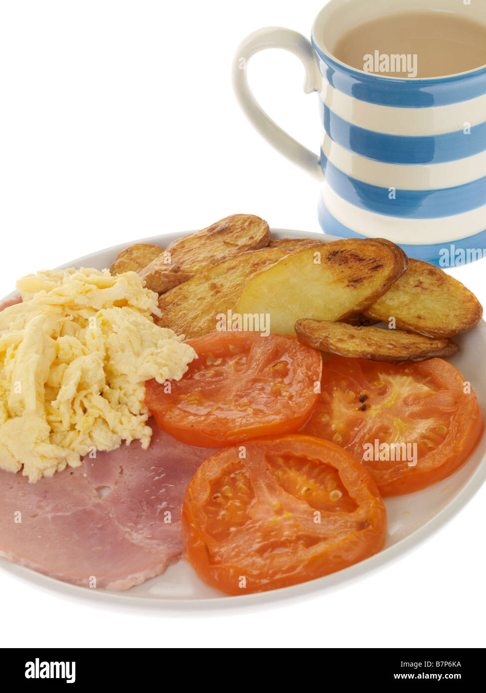 Cooked Breakfast with Scrambled Egg and Ham Stock Photo - Alamy