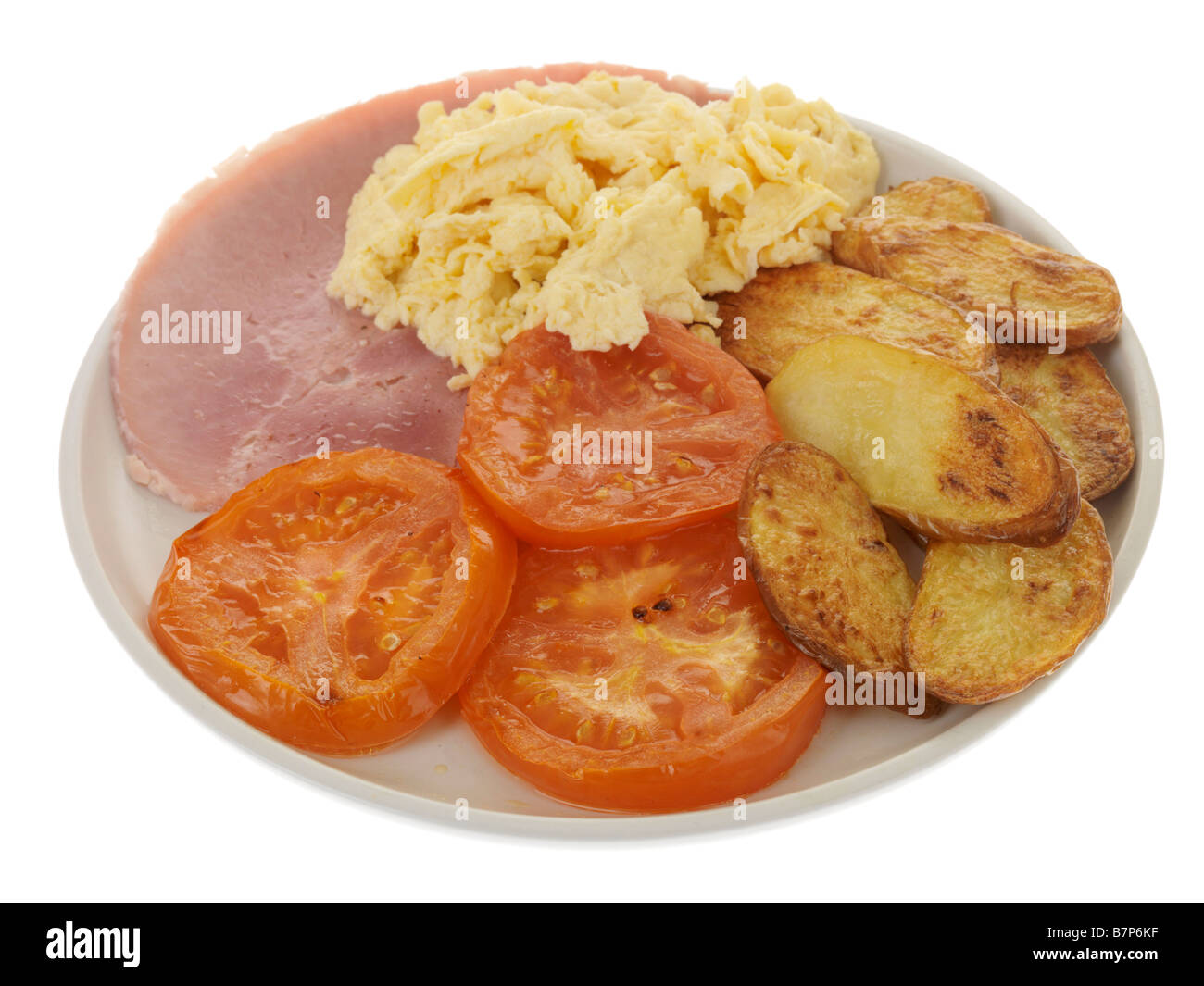 Cooked Breakfast with Scrambled Egg and Ham Stock Photo - Alamy