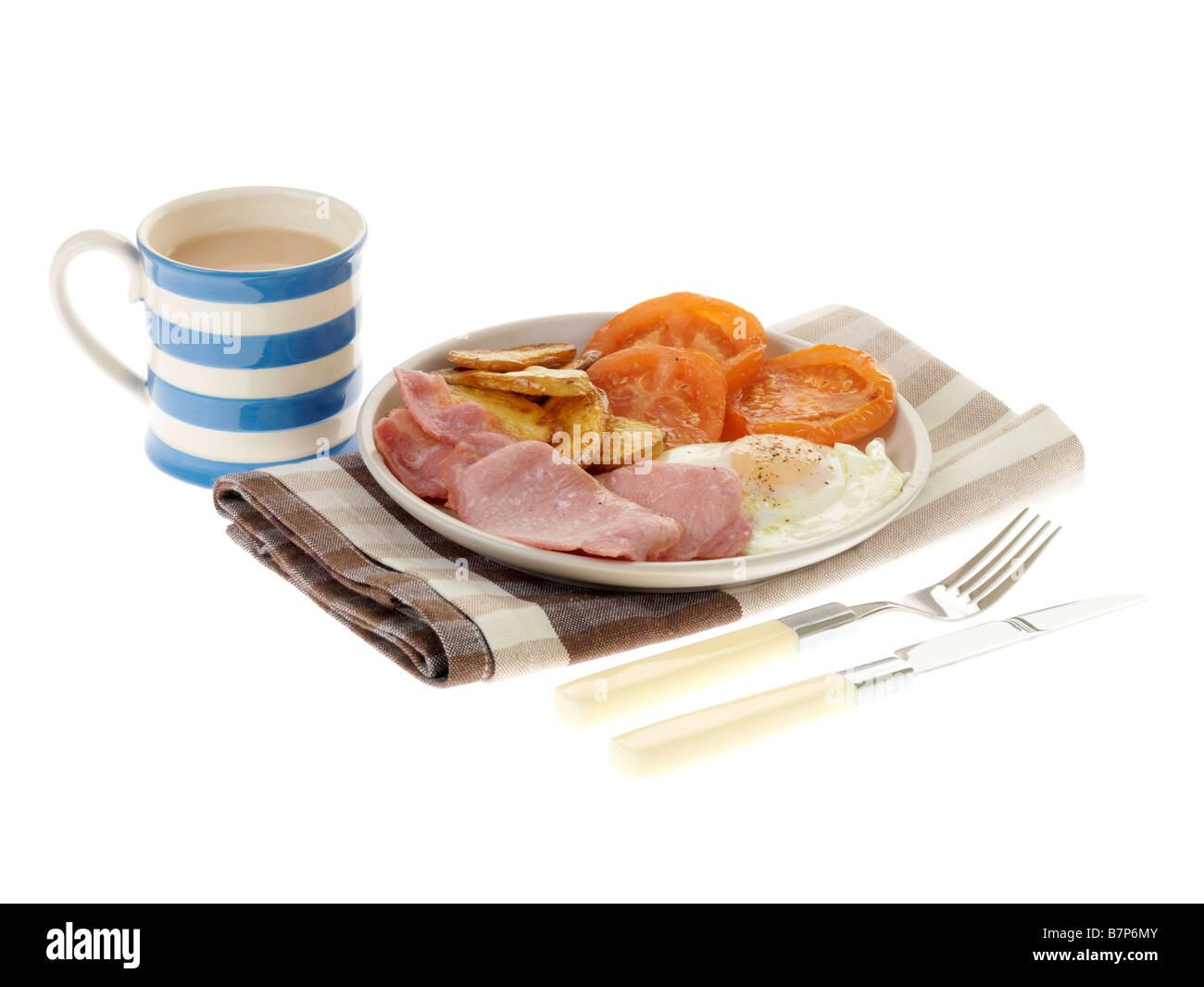 Cooked Breakfast with Bacon and Egg Stock Photo - Alamy