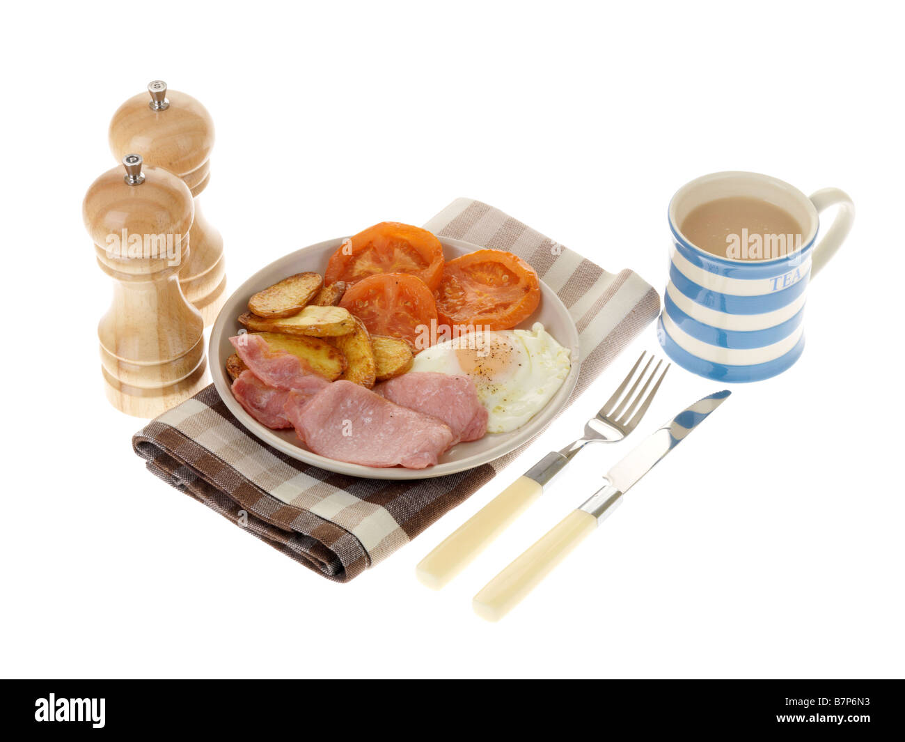 Cooked Breakfast with Bacon and Egg Stock Photo - Alamy