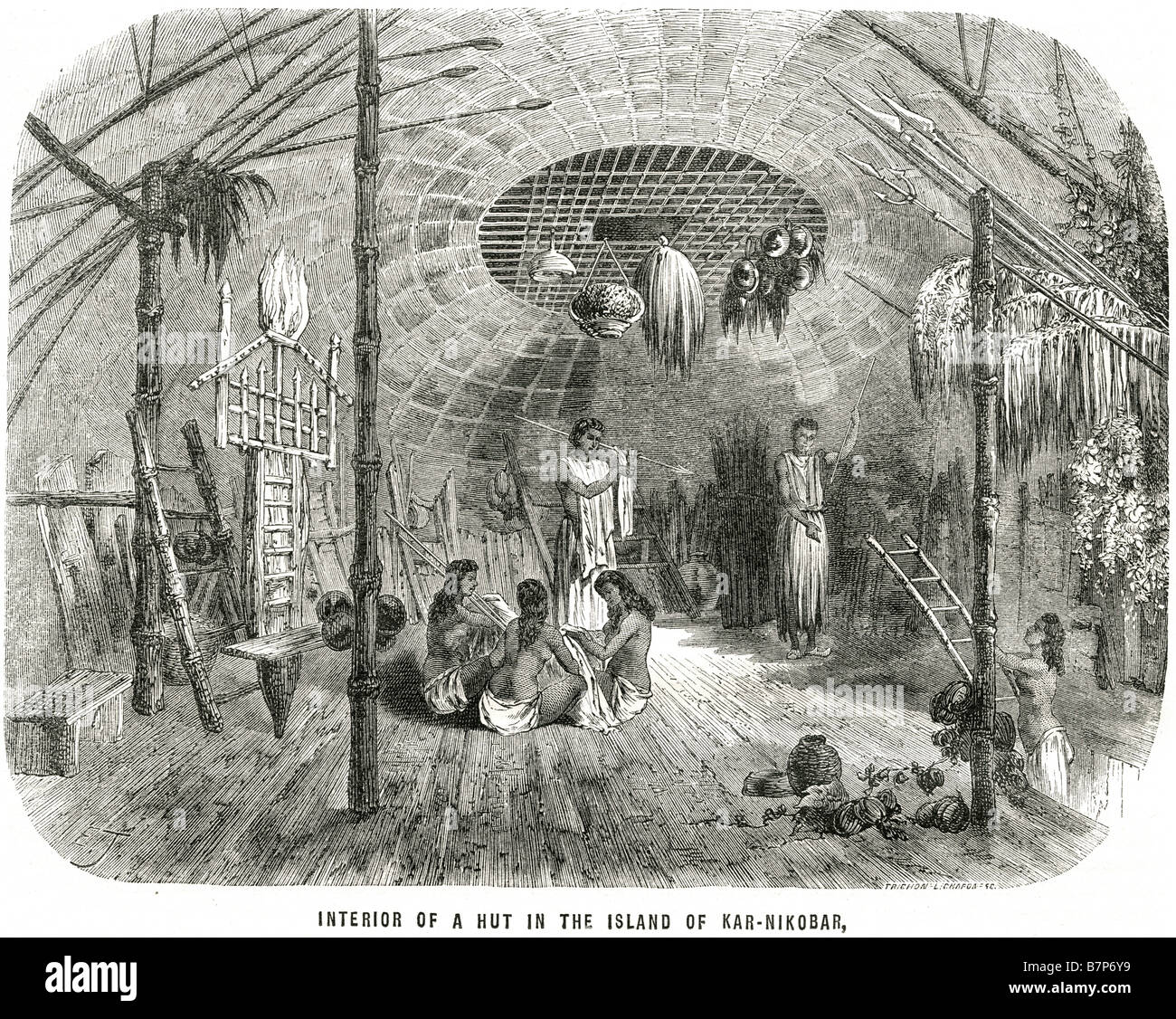 Interior Hut Island KarNikobar inside grass native traditional