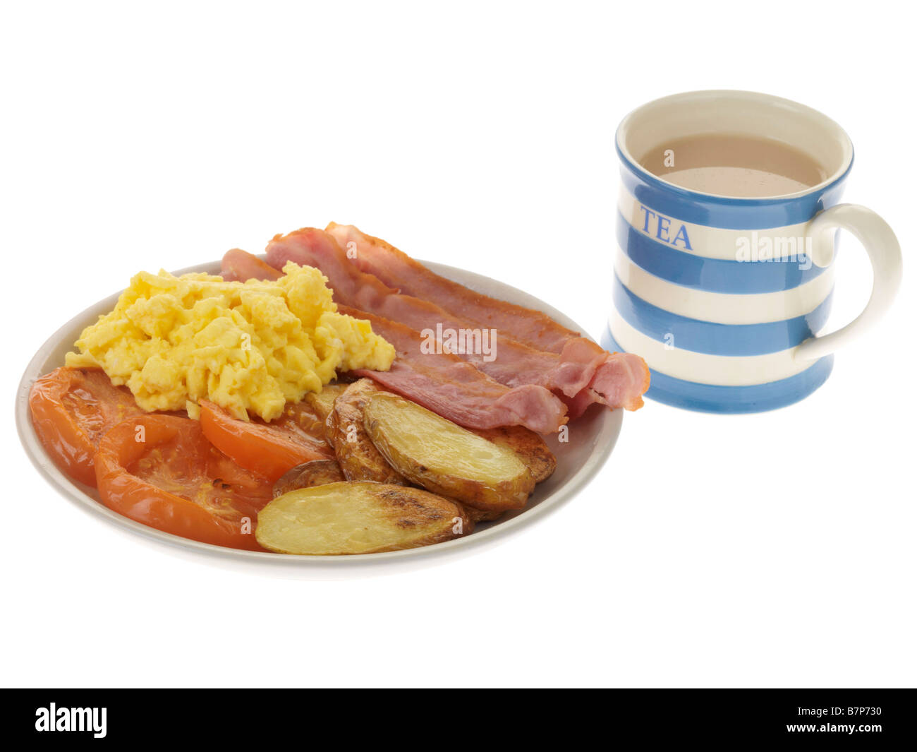Cooked Breakfast Streaky Bacon and Scrambled Egg Stock Photo Alamy