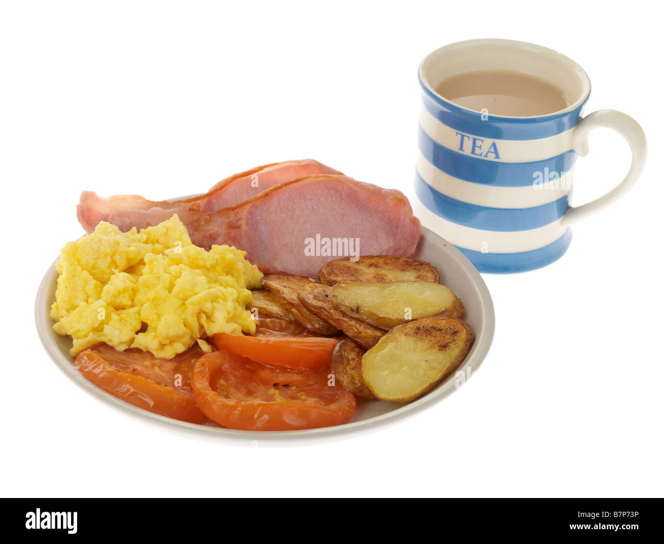 Cooked Breakfast with Bacon and Egg Stock Photo - Alamy