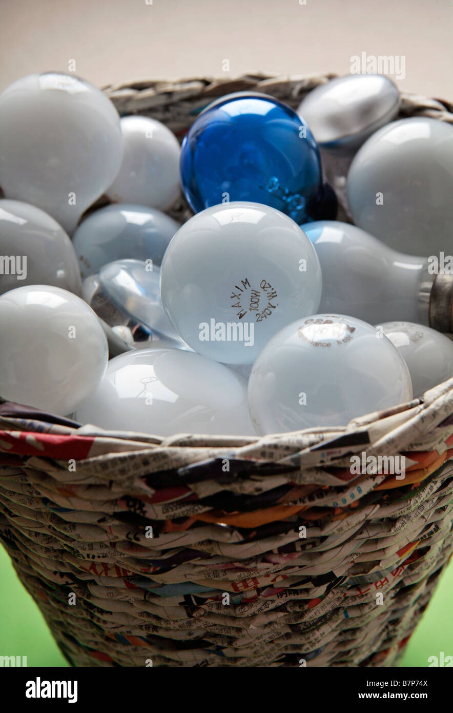 Filament light bulbs in a bin They are being phased out in favour of