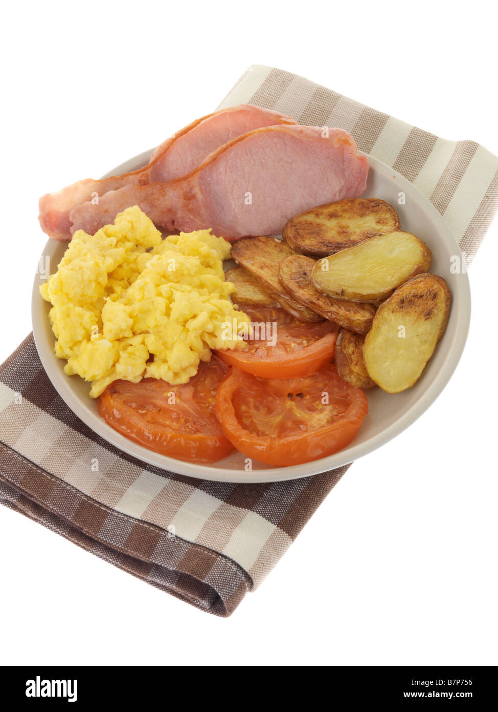 Cooked Breakfast with Bacon and Egg Stock Photo - Alamy