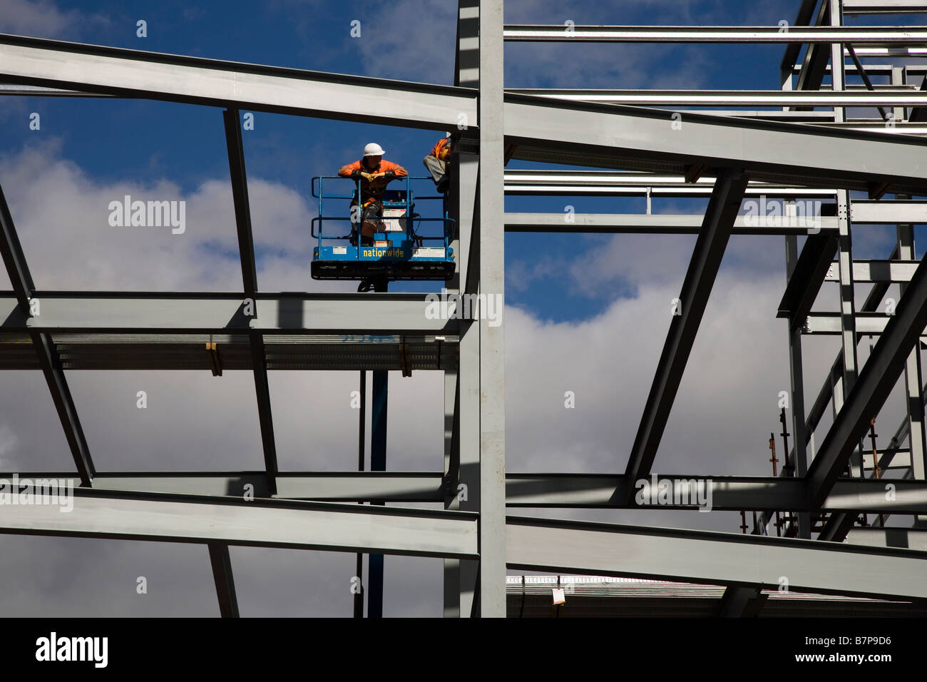 Steel Erectors on new building under Construction at Site, Dundee