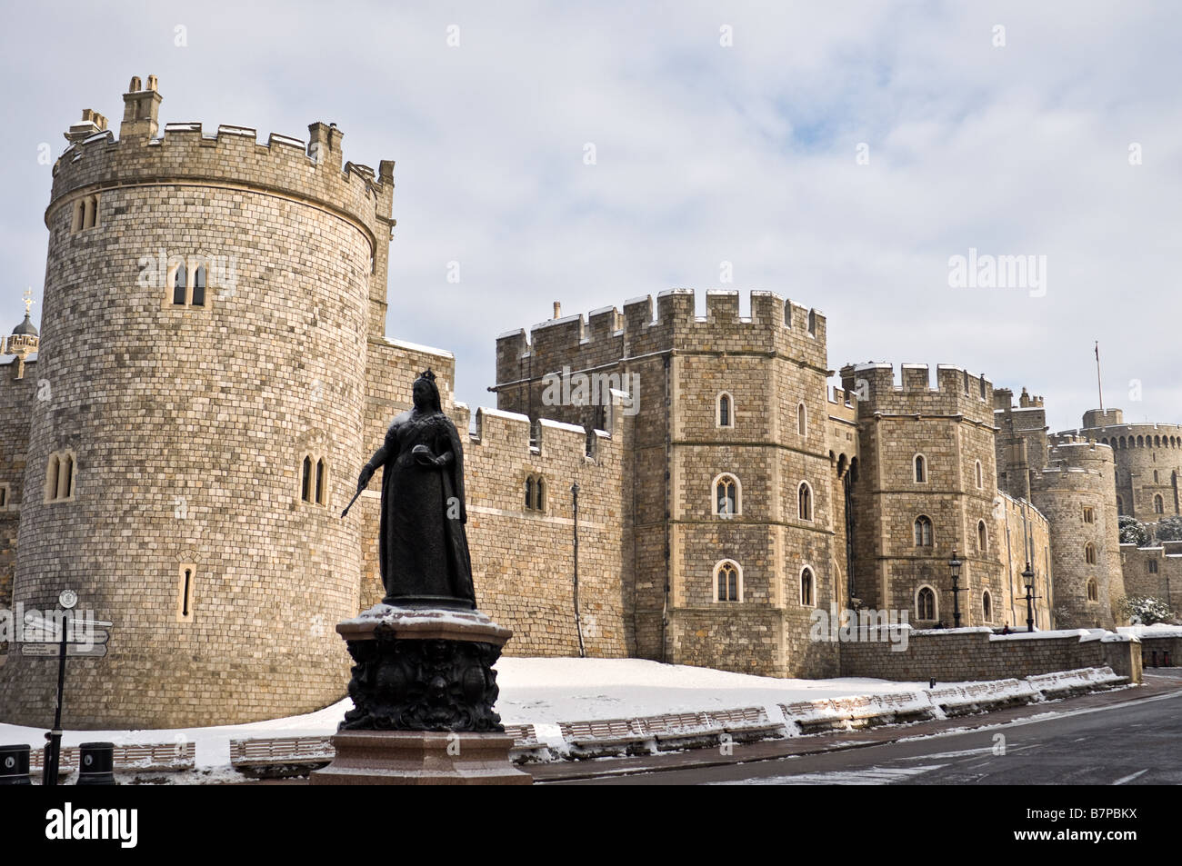 A snow topped Windsor Castle, Windsor, London, UK Stock Photo