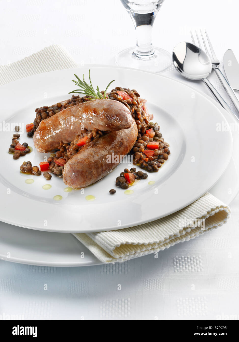 Italian Sausages and Lentils Stock Photo Alamy