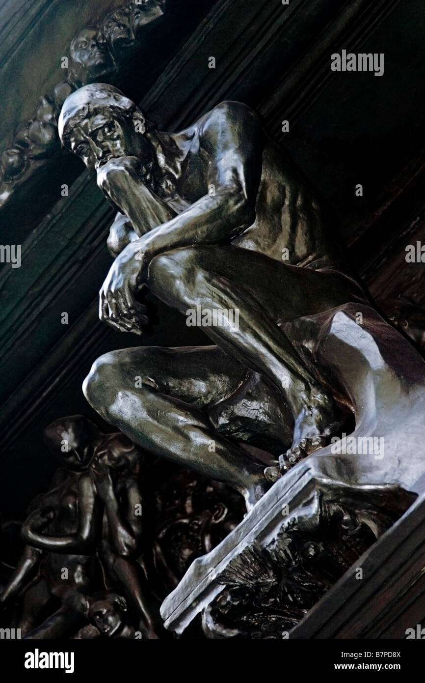 The Thinker on The Gates of Hell by Rodin Stock Photo