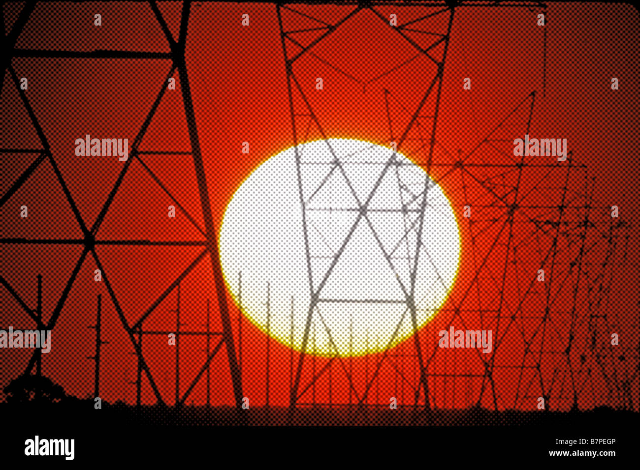 power line towers silhouetted at sunset Stock Photo - Alamy