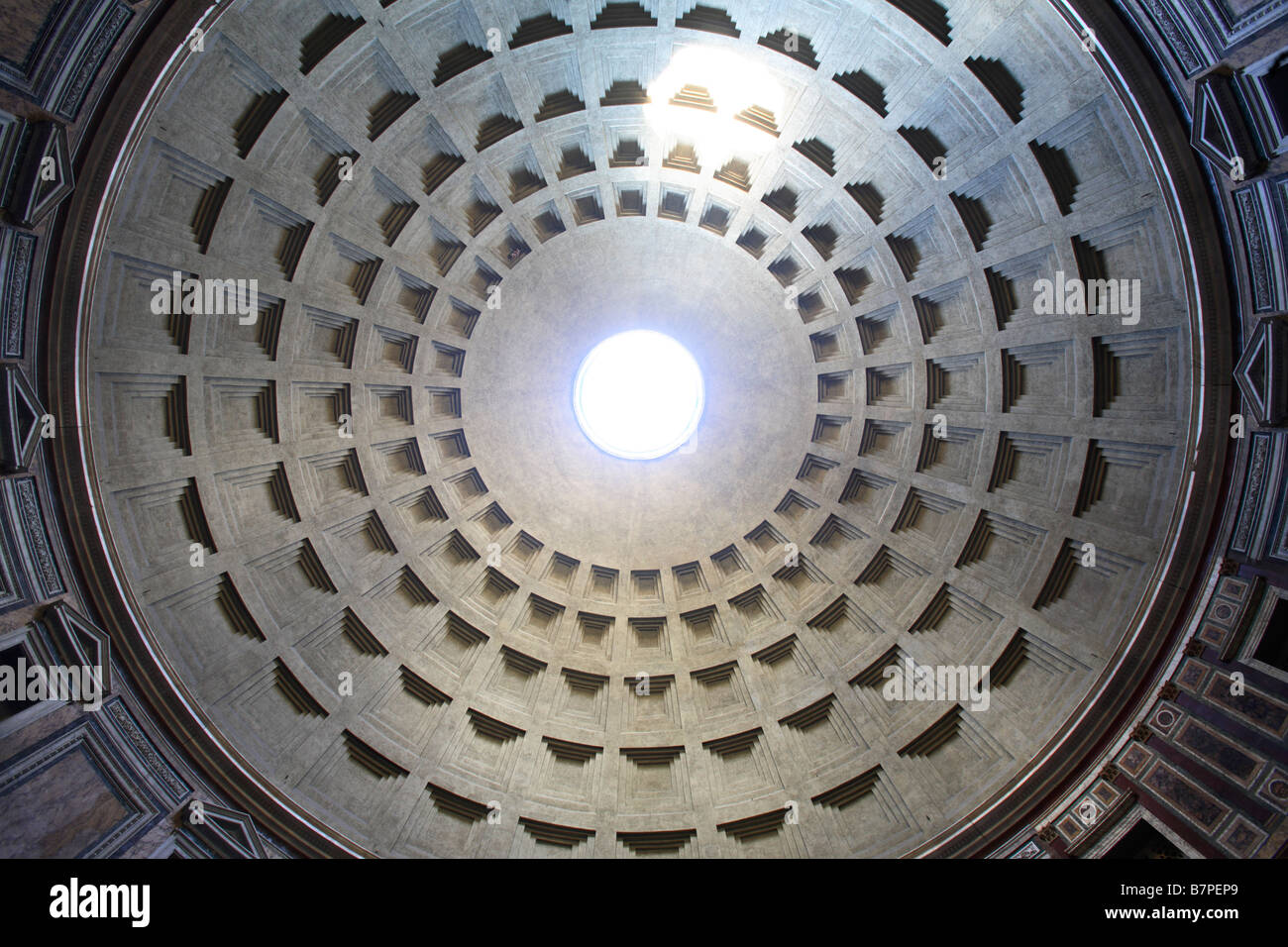 Interior of the Pantheon's dome, Rome, Italy Stock Photo