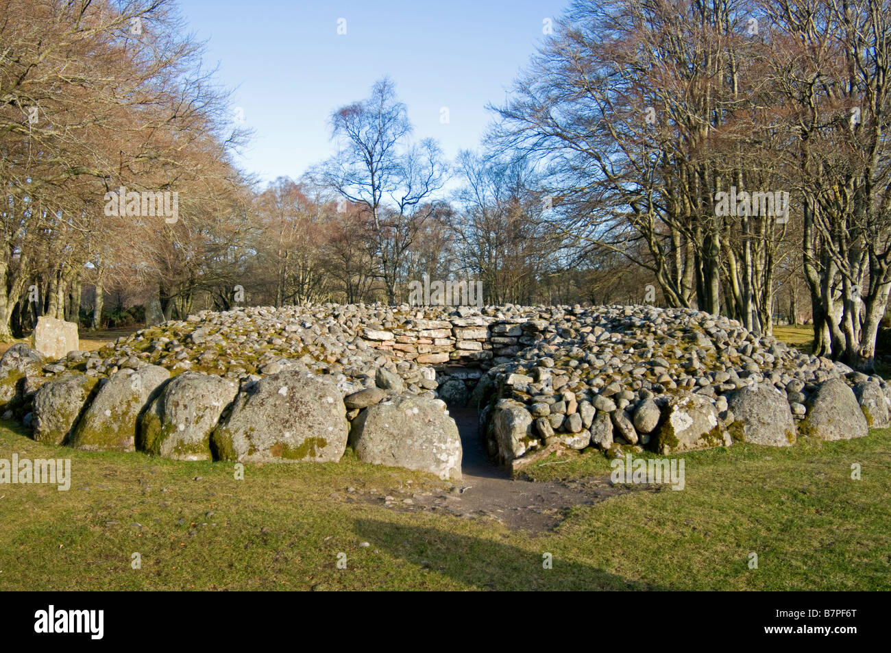Prehistoric Burial Cairns of Balnuaran of Clava Culloden Inveness Highland Region Scotland UK. Stock Photo