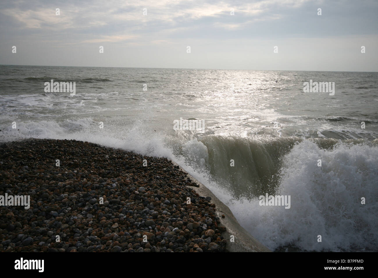 Waves on brighton beach Stock Photo