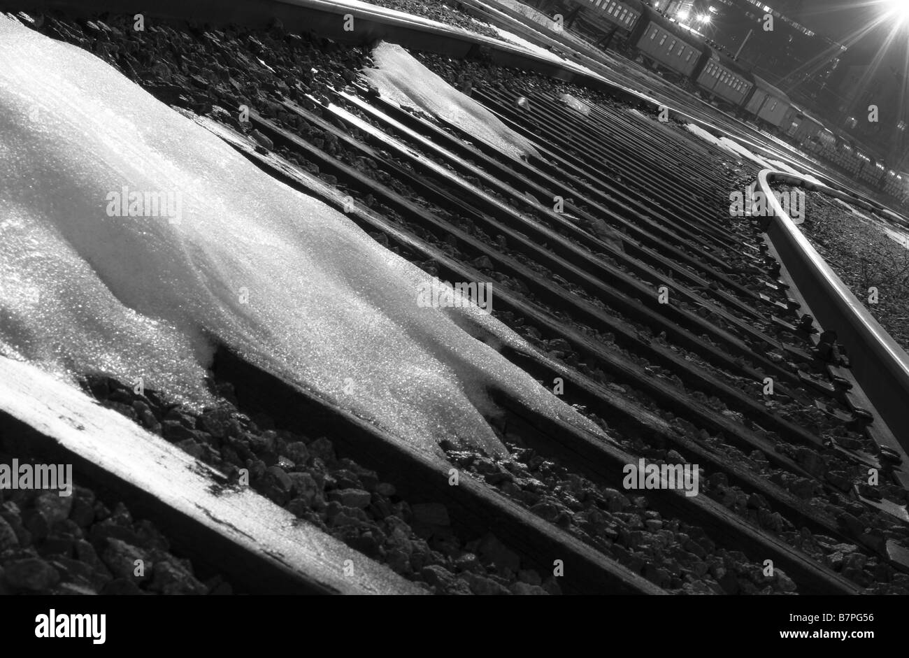 Train tracks leading into the distance Stock Photo Alamy