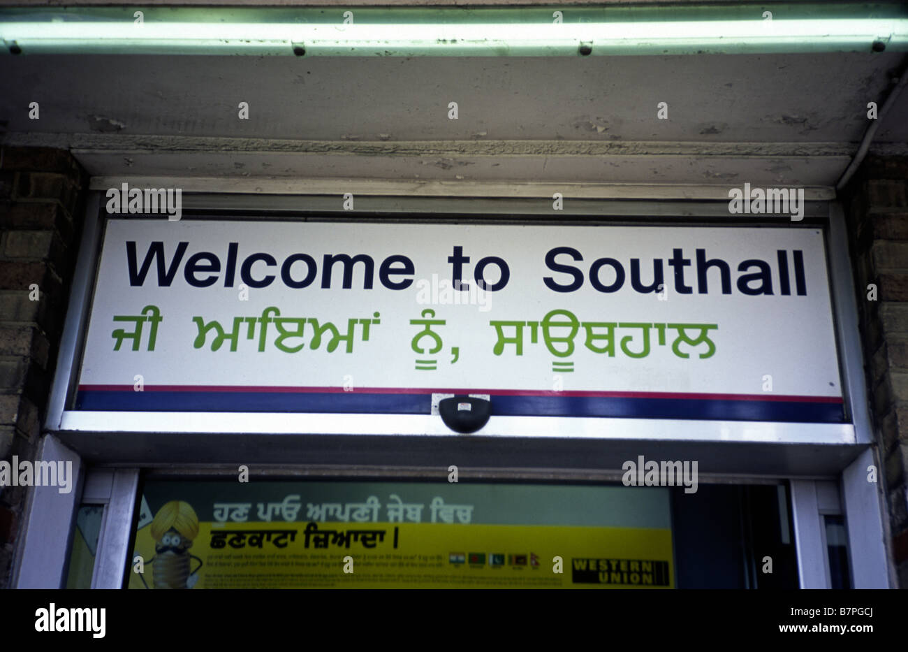 Southall station, with the station name in English and Punjabi London