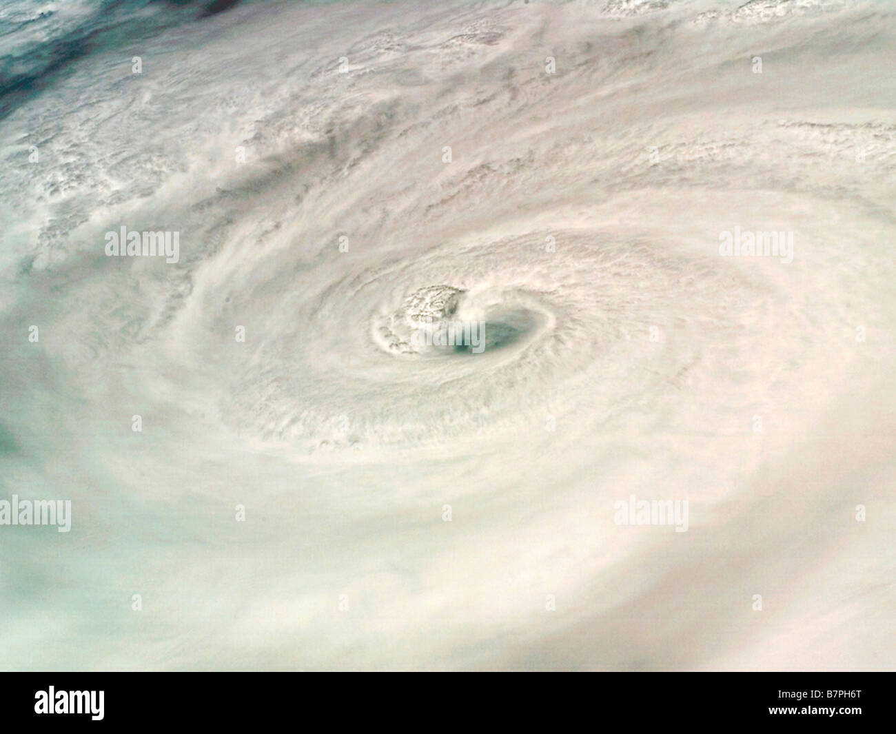 Hurricane Katrina eye photographed by the NOAA satellite Stock Photo