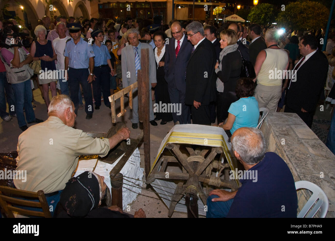 Spinning silk thread at the 24th Ayia Napa Festival on the Eastern Mediterranean island of Cyprus EU Stock Photo