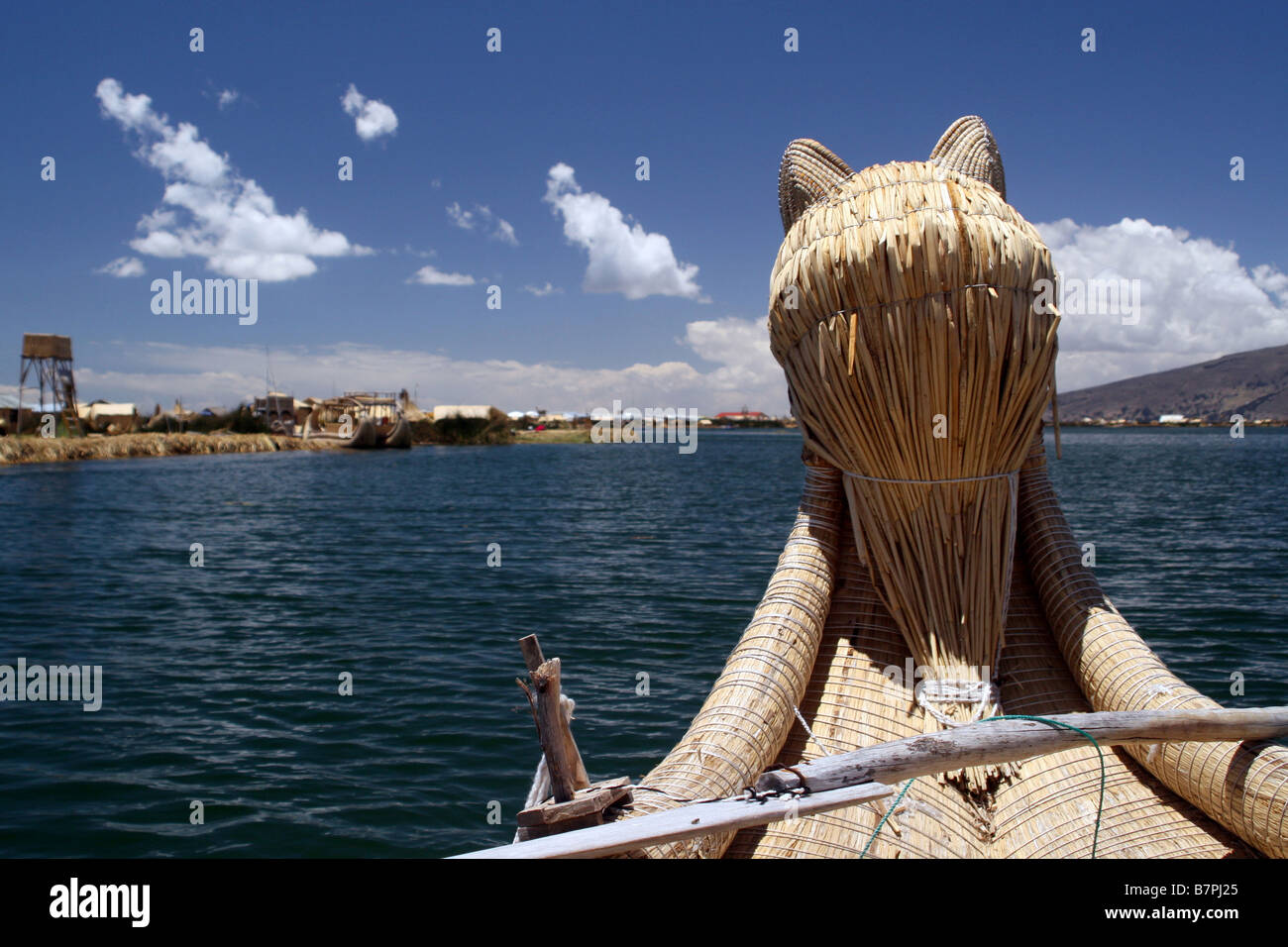 Peruvian Reed Boat Aboard a Reed boat in Lake Titicaca, Peru Stock Photo - Alamy