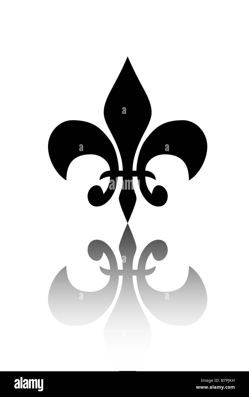 fleur de lis, reflection, symbol, black, white Stock Photo
