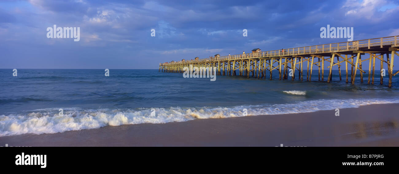 Pier on Atlantic Ocean in Flagler Beach Florida Stock Photo